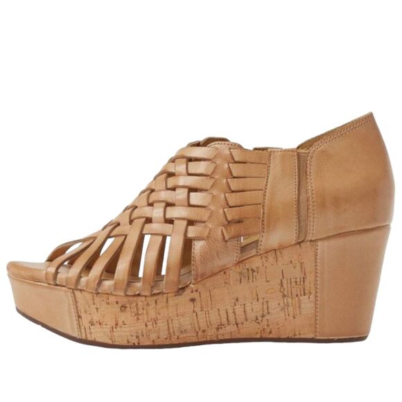 Chocolat Blu Web Sandals Women Size 6 Taupe Leather/Cork Wedge Platform NWOT - Picture 3 of 7